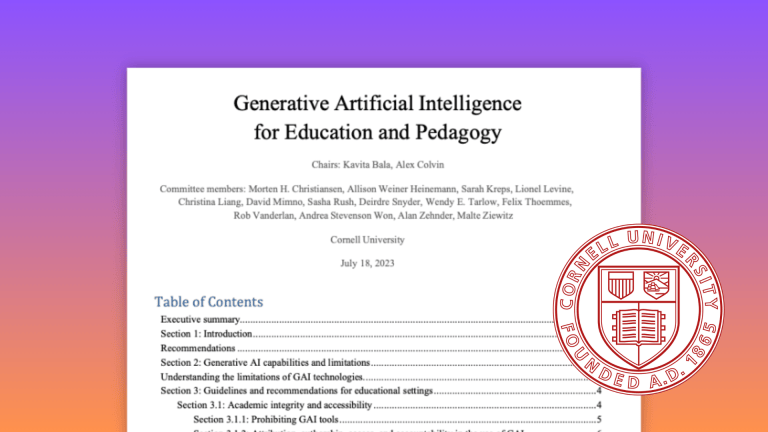 如何運用 GenAI 在課堂上發揮最大效益？康乃爾大學這樣建議